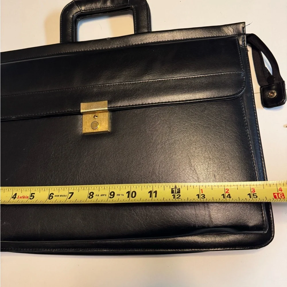 Vintage Elegant Black Vegan Leather Men’s Briefcase Attaché Bag